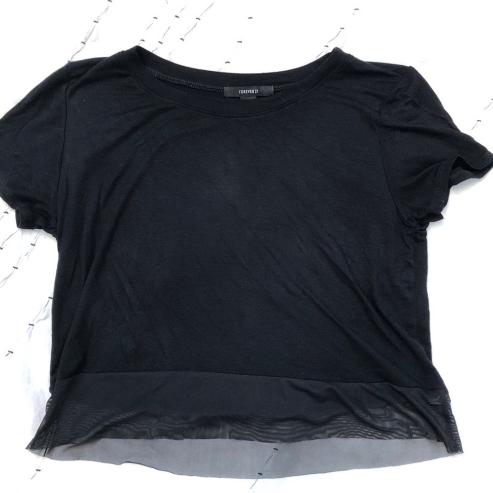 Black t-shirt with mesh detail